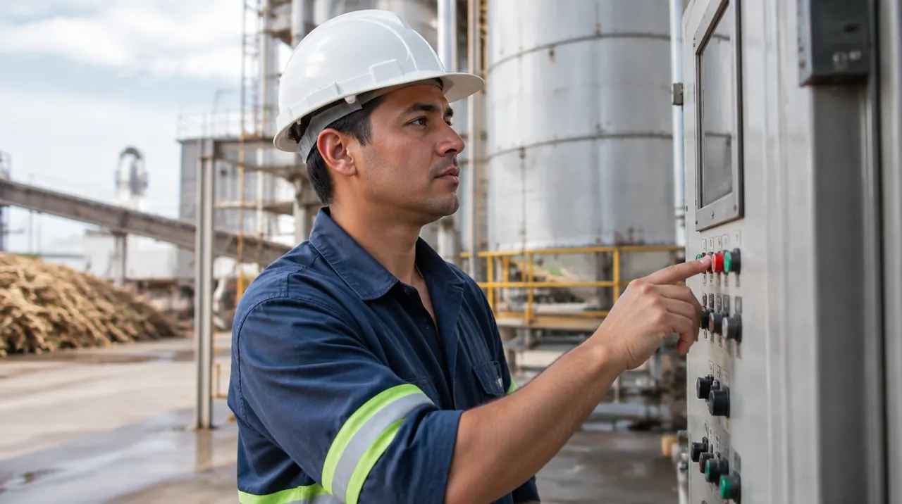 Técnico em Açúcar e Álcool trabalhando
