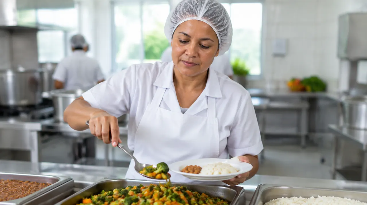 Técnico em Alimentação Escolar trabalhando