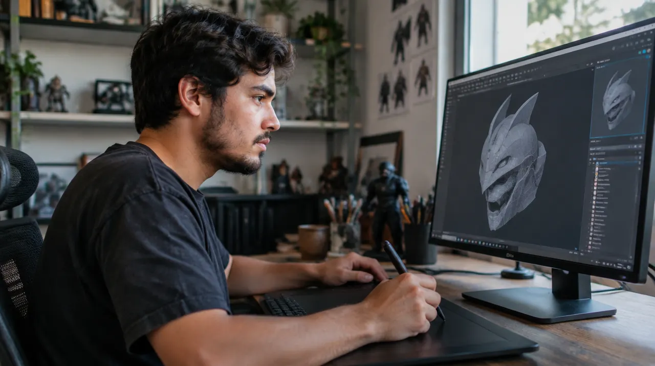 Técnico em Computação Gráfica trabalhando