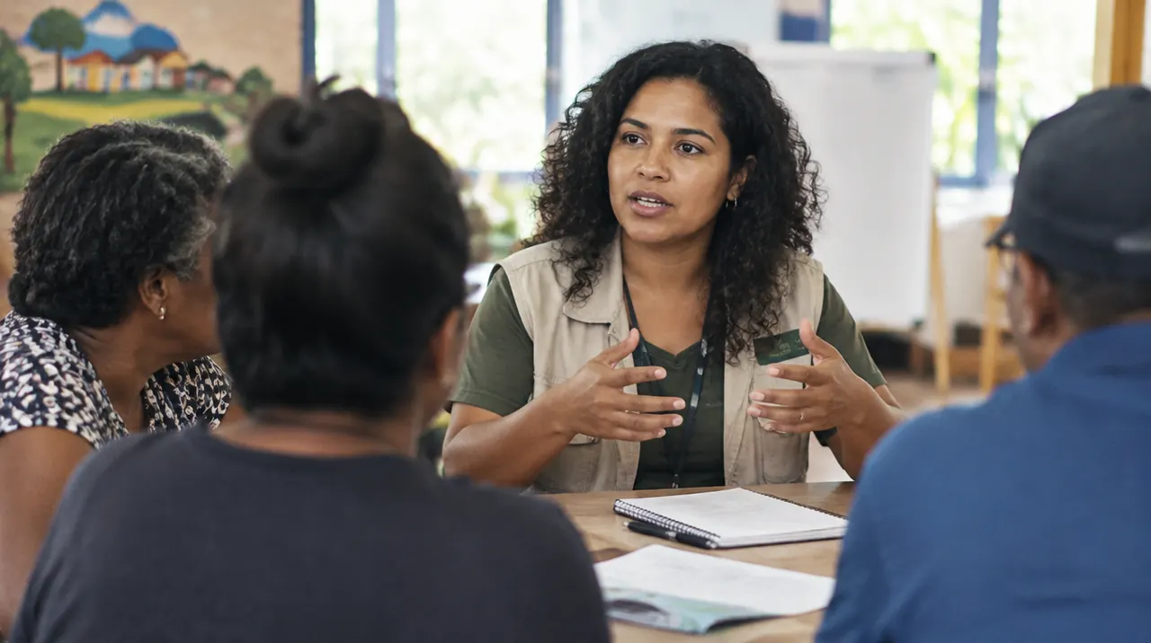 Técnico em Desenvolvimento Comunitário trabalhando