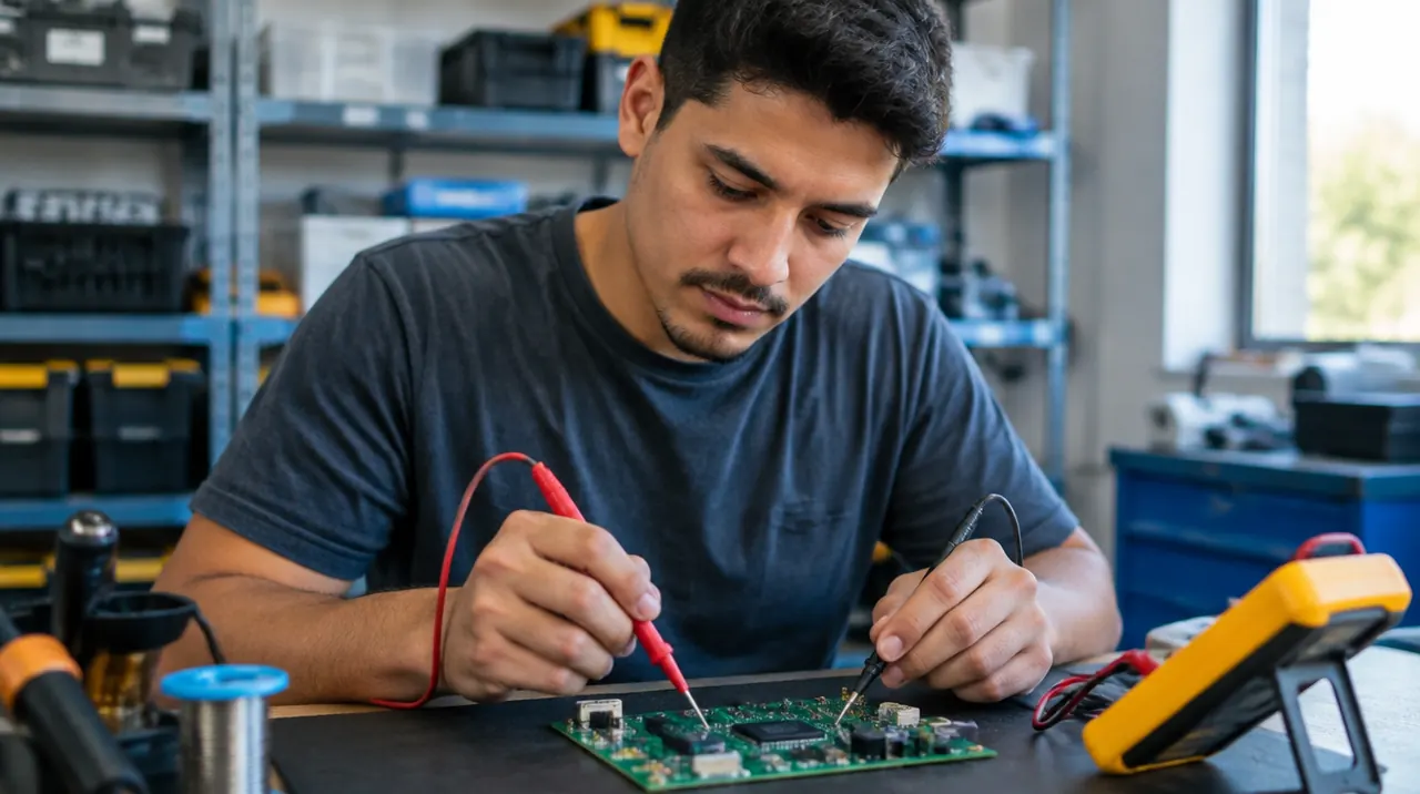 Técnico em Eletroeletrônica trabalhando