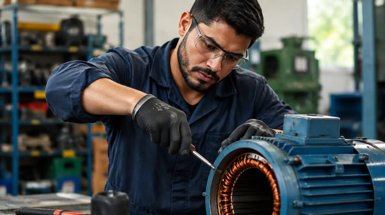 Técnico em Eletromecânica trabalhando