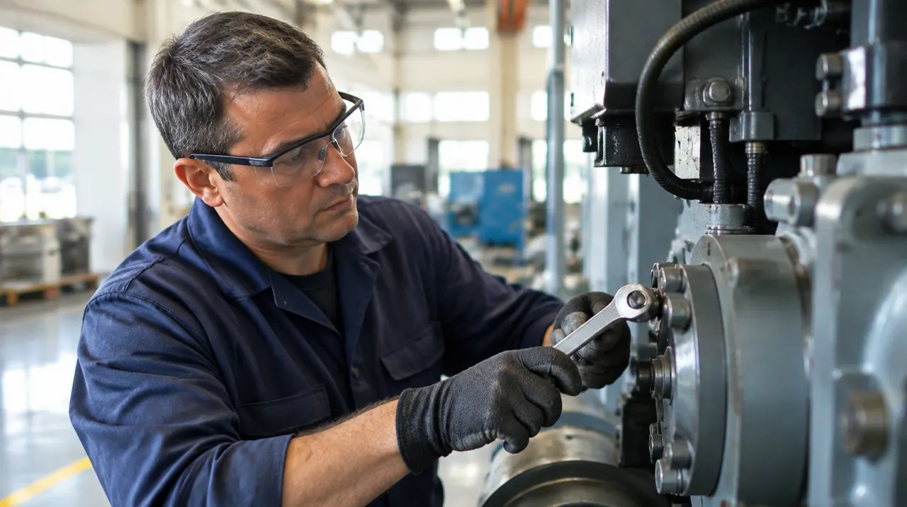 Técnico em Mecânica trabalhando