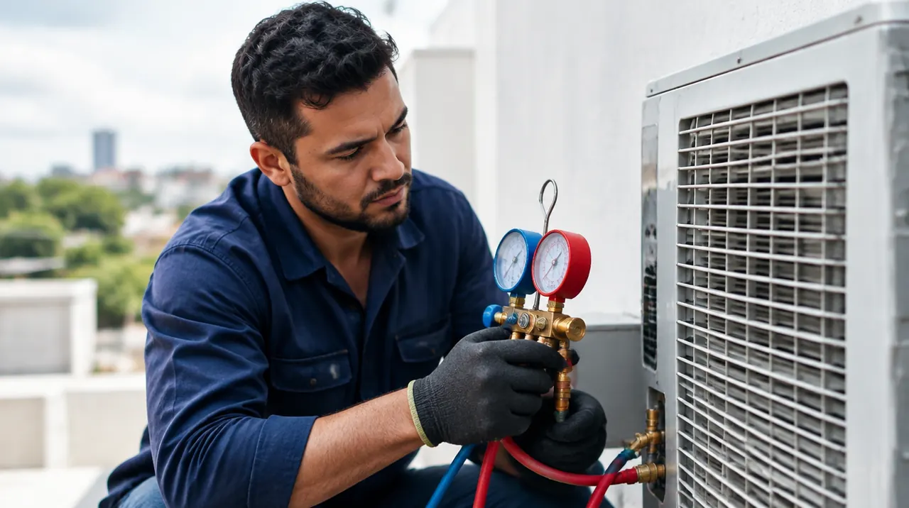 Técnico em Refrigeração e Climatização trabalhando